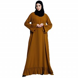 Casual frilled abaya- Mustard Casual frilled abaya- Mustard